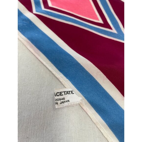 Vintage Colorful Geometric Diamond Patterned Acetate Scarf Japan Skinny - Picture 6 of 7